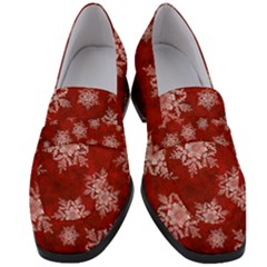 Snowflakes And Star Patternsred Snow Women s Chunky Heel Loafers by artworkshop