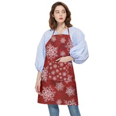 Snowflakes And Star Patternsred Snow Pocket Apron by artworkshop