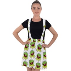 Kermit The Frog Velvet Suspender Skater Skirt by Valentinaart