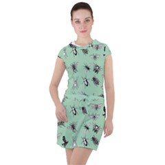 Insects Pattern Drawstring Hooded Dress by Valentinaart