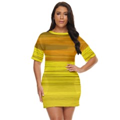 Yellow And Gold Horizontal Stripes - Abstract Art Just Threw It On Dress by KorokStudios