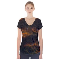 Sunset Forest Fall Sunbeams Nature Short Sleeve Front Detail Top by danenraven