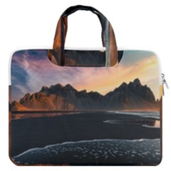 Beach Volcano Ocean Sunset Sunrise Iceland Macbook Pro 16  Double Pocket Laptop Bag 