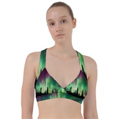 Aurora Borealis Northern Lights Forest Trees Woods Sweetheart Sports Bra by danenraven