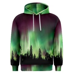 Aurora Borealis Northern Lights Forest Trees Woods Men s Overhead Hoodie by danenraven