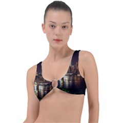 New York City Panorama Urban Hudson River Water Ring Detail Bikini Top by danenraven