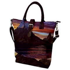 Sunset Island Tropical Sea Ocean Water Travel Buckle Top Tote Bag by danenraven