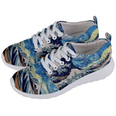 The Great Wave Of Kanagawa Painting Starry Night Vincent Van Gogh Men s Lightweight Sports Shoes by danenraven
