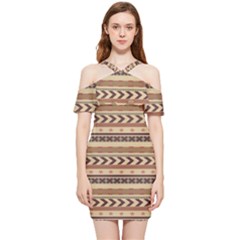 X Mas Texture Pack 4 Shoulder Frill Bodycon Summer Dress by artworkshop