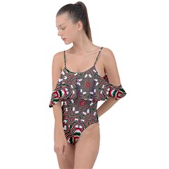 Christmas-kaleidoscope Drape Piece Swimsuit by artworkshop