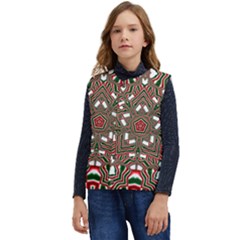 Christmas-kaleidoscope Kid s Short Button Up Puffer Vest	 by artworkshop