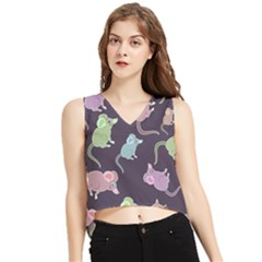 Animals Mouse Cartoon V-neck Cropped Tank Top
