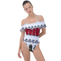 Halloween Borders Trick Frill Detail One Piece Swimsuit by artworkshop