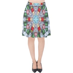 Geometric Symmetrical Symmetry Data Futuristic Velvet High Waist Skirt by Ravend