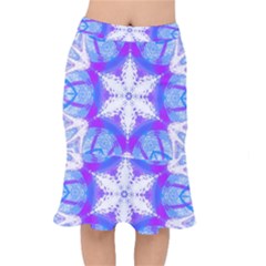 Snowflake Kaleidoscope Template Background Short Mermaid Skirt by Ravend