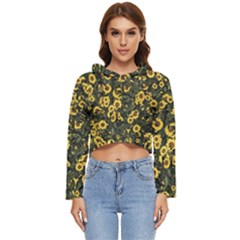 Sunflowers Yellow Flowers Flowers Digital Drawing Women s Lightweight Cropped Hoodie by Ravend