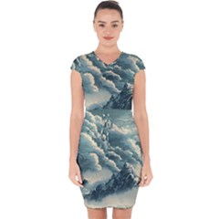 Mountains Alps Nature Clouds Sky Fresh Air Art Capsleeve Drawstring Dress  by Pakemis