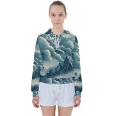 Mountains Alps Nature Clouds Sky Fresh Air Women s Tie Up Sweat