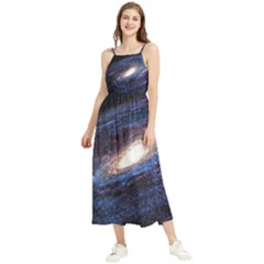 Space Cosmos Galaxy Stars Black Hole Universe Boho Sleeveless Summer Dress by Pakemis
