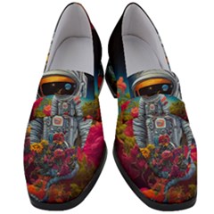 Astronaut Universe Planting Flowers Cosmos Galaxy Women s Chunky Heel Loafers by Pakemis