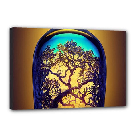 Flask Bottle Tree In A Bottle Perfume Design Canvas 18  X 12  (stretched) by Pakemis