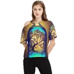 Flask Bottle Tree In A Bottle Perfume Design One Shoulder Cut Out Tee