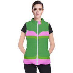 Pink And Green 1105 - Groovy Retro Style Art Women s Puffer Vest by KorokStudios