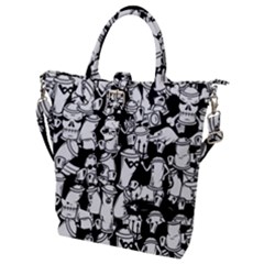 Graffiti Spray Can Characters Seamless Pattern Buckle Top Tote Bag by Pakemis