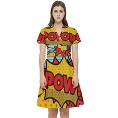 Pow Word Pop Art Style Expression Vector Short Sleeve Waist Detail Dress by Pakemis