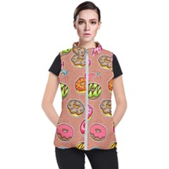 Doughnut Doodle Colorful Seamless Pattern Women s Puffer Vest by Pakemis