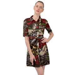Seamless Vector Pattern Belted Shirt Dress