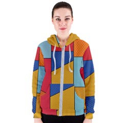 Dotted Colors Background Pop Art Style Vector Women s Zipper Hoodie by Pakemis
