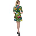 Pop Art Colorful Seamless Pattern Belted Shirt Dress View2