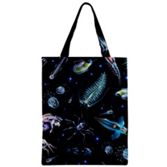 Colorful Abstract Pattern Consisting Glowing Lights Luminescent Images Marine Plankton Dark Backgrou Zipper Classic Tote Bag by Pakemis
