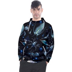 Colorful Abstract Pattern Consisting Glowing Lights Luminescent Images Marine Plankton Dark Backgrou Men s Pullover Hoodie by Pakemis