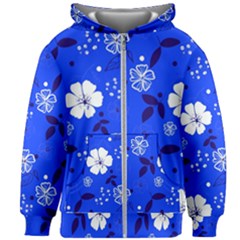 Blooming-seamless-pattern-blue-colors Kids  Zipper Hoodie Without Drawstring by Pakemis
