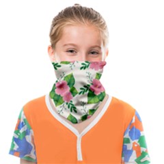 Cute-pink-flowers-with-leaves-pattern Face Covering Bandana (kids)