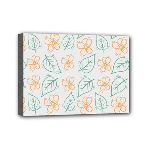 Hand-drawn-cute-flowers-with-leaves-pattern Mini Canvas 7  X 5  (stretched)