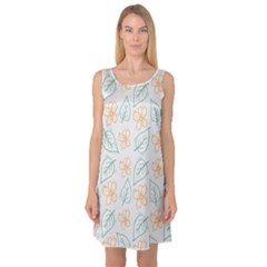 Hand-drawn-cute-flowers-with-leaves-pattern Sleeveless Satin Nightdress