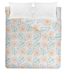 Hand-drawn-cute-flowers-with-leaves-pattern Duvet Cover Double Side (queen Size)