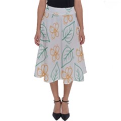 Hand-drawn-cute-flowers-with-leaves-pattern Perfect Length Midi Skirt