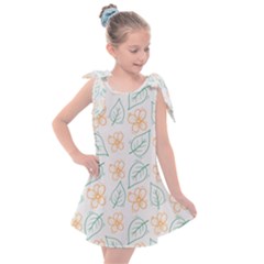 Hand-drawn-cute-flowers-with-leaves-pattern Kids  Tie Up Tunic Dress by Pakemis
