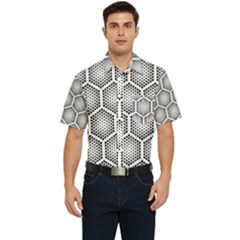 Halftone-tech-hexagons-seamless-pattern Men s Short Sleeve Pocket Shirt  by Pakemis