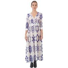 Various Types Of Snowflakes Button Up Boho Maxi Dress by artworkshop