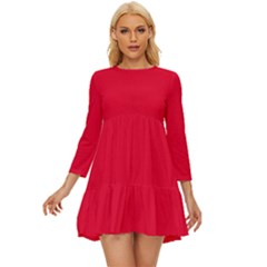 Color Spanish Red Long Sleeve Babydoll Dress by Kultjers