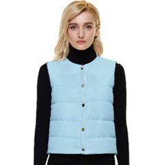 Color Light Blue Women s Short Button Up Puffer Vest by Kultjers