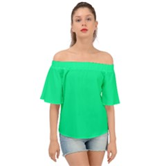 Color Medium Spring Green Off Shoulder Short Sleeve Top by Kultjers
