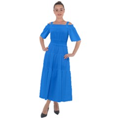 Color Dodger Blue Shoulder Straps Boho Maxi Dress  by Kultjers