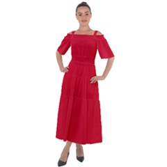 Color Crimson Shoulder Straps Boho Maxi Dress  by Kultjers