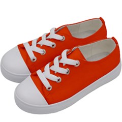 Color Orange Red Kids  Low Top Canvas Sneakers by Kultjers